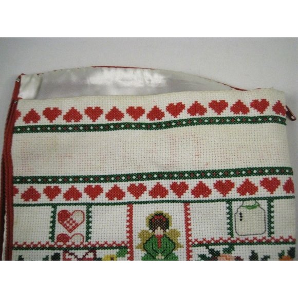 Cross Stitching Christmas Stocking 16.75 In Unfinished Lined Zipper Snowmen - Picture 5 of 5